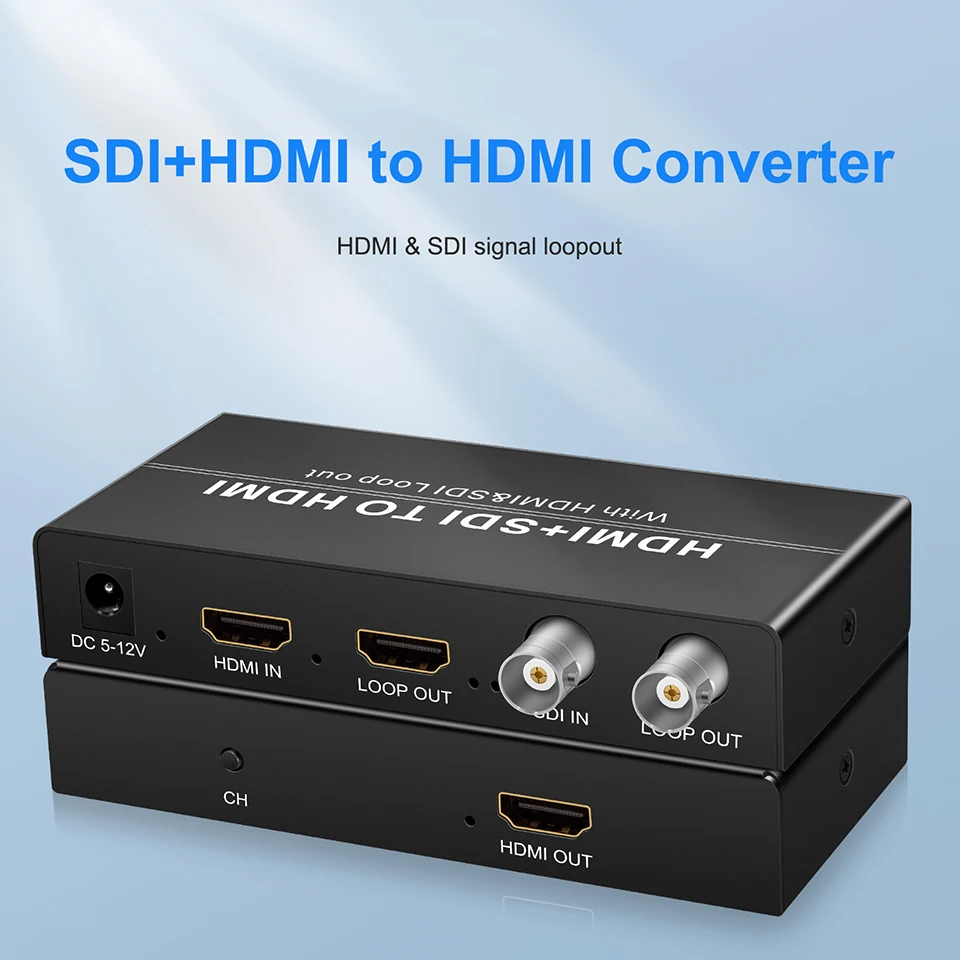 

3G SDI/HDMI to HDMI Converter Adapter with SDI+HDMI Loopout Support 3G/HD/SD-SDI Signal Full HD 1080P for CCTV Camera Monitor PC