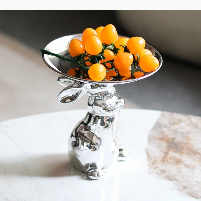 

Animal Ornaments Metal Fruit Plate Storage Tray Dessert Plate Cake Pan Dim Sum Dish Snack Plates Jewelry Tray Candy