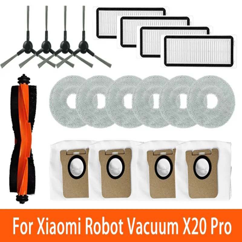 For Xiaomi Robot Vacuum X20 Max /X20 Pro/ D109GL /D102GL accessories Main Roller Side Brush,Hepa Filter ,Mop,Dust collected bag