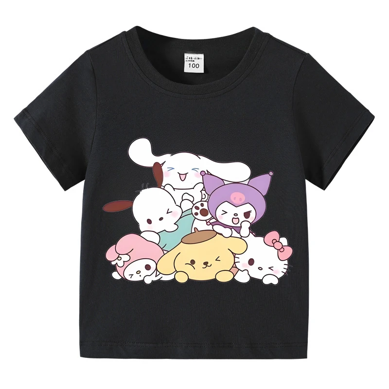 سانريو في سن المراهقة القطن تي شيرت الاطفال الشارع الكرتون لعوب مطبوعة في الهواء الطلق مريحة عادية طاقم الرقبة تي شيرت بنين بنات بلايز #5