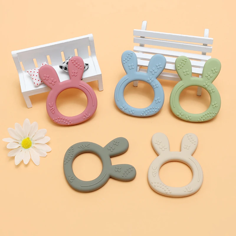 1PCS BPA Free Baby Silicone Teether Toy Cute Chewing Teething Toys Kids Teething Ring Sensory Toys For Toddlers Teether Toy