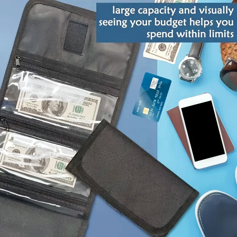 Money Organizer For Cash With 6 Zippered Pocket, Multipack Money Pouch, Cash Bill Organizer, Envelope Wallet Money Bag