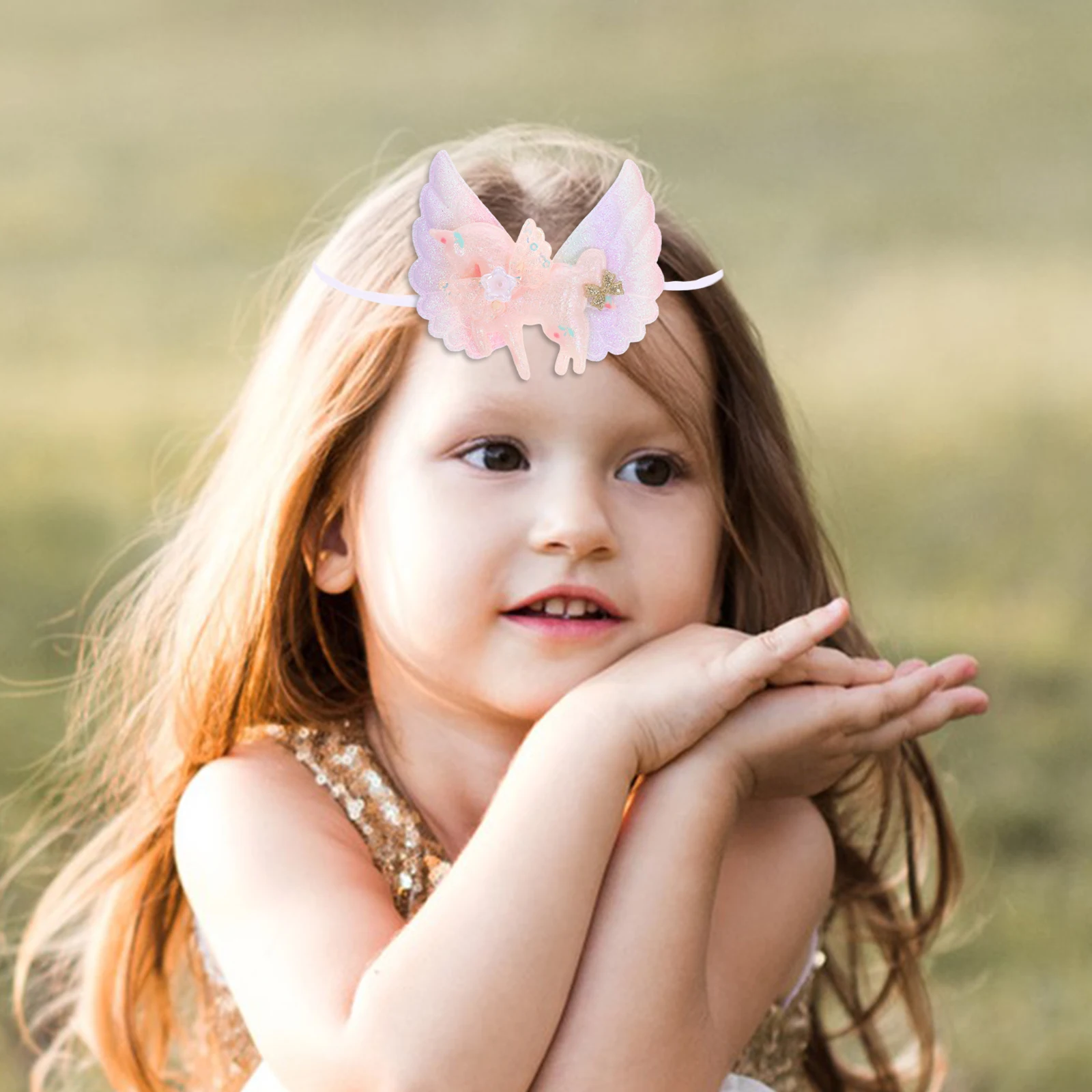 1 set 1 set fascia per orecchie da coniglio pasquale ala di unicorno accessori per capelli farfalla per donne ragazze decorative leggere e confortevoli