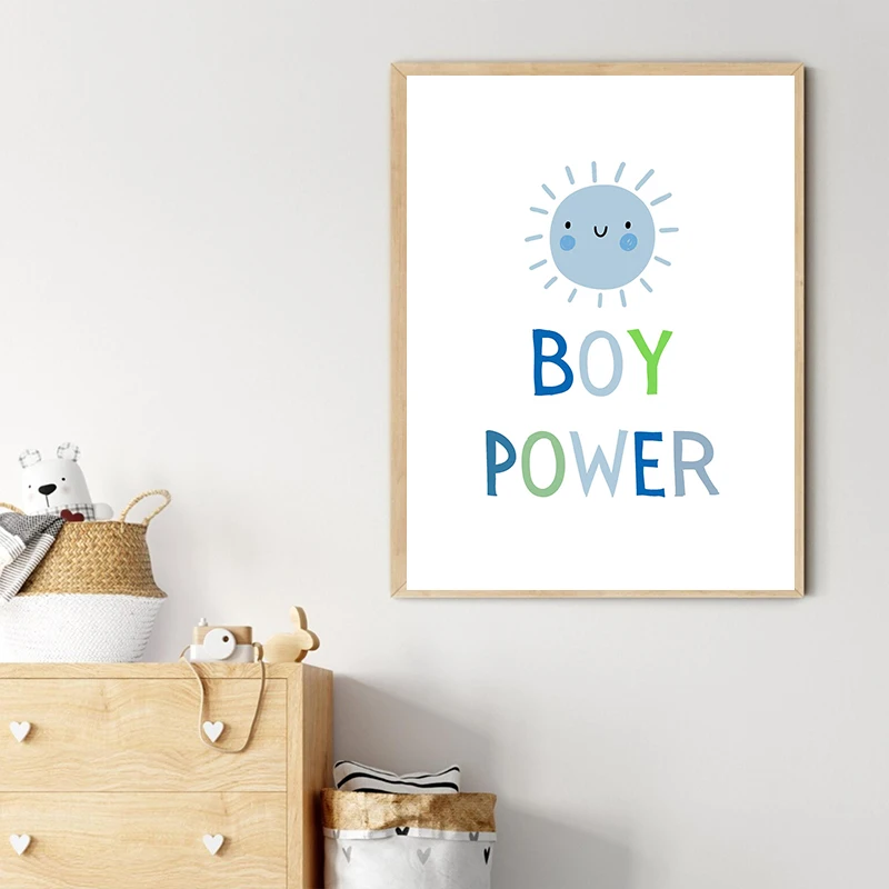 الحد الأدنى نمط الأزرق الكرتون لطيف نجوم القمر الشمس الألبكة المشارك طباعة حائط لوح رسم صورة فنية ديكور غرفة الأطفال المنزل #3