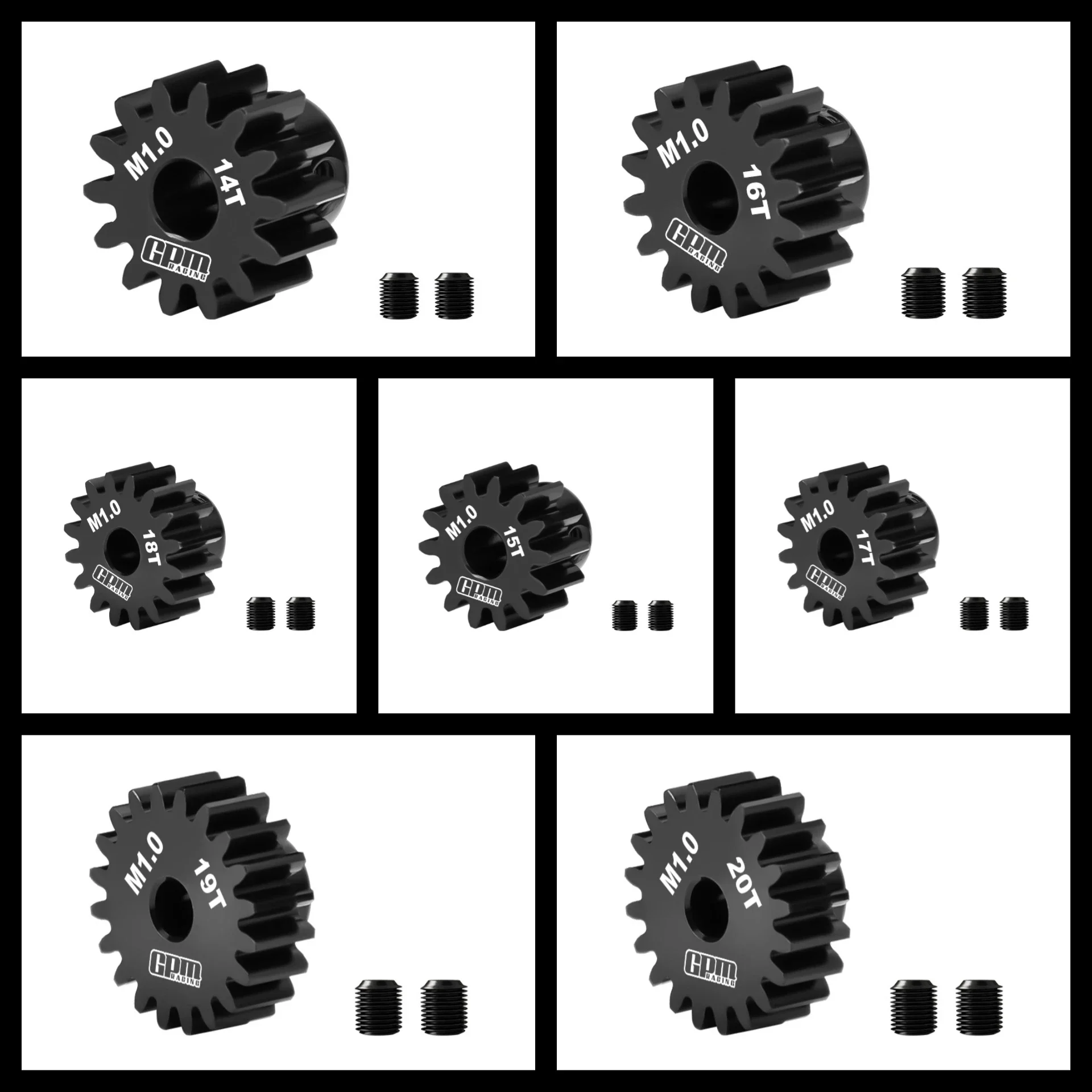 GPM Motor Pinion Gear 14T 15T 16T 17T 18T 19T 20T 1.0 Module 5mm Round Bore Chromoly Steel RC Upgrade Part