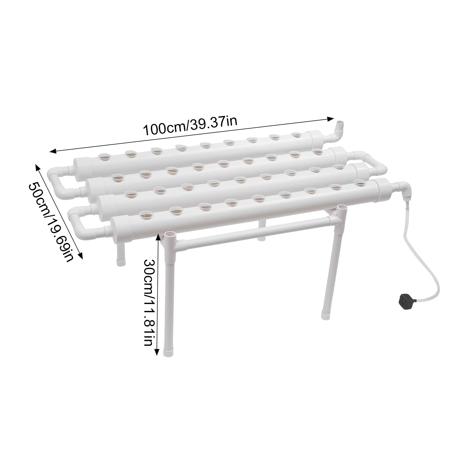 LOYALHEARTDY Hydroponic Site Grow Kit 1 Layer 36 Locations 4 Pipes Earthless Plant Growing Systems Flow Deep Water with Pump