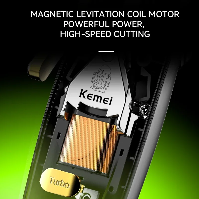 Kemei KM 2035 Men's Hair Clipper 9900RPM Magnetic Motor DLC Blade with Base LED Professional Barber Machines Haircut Machine