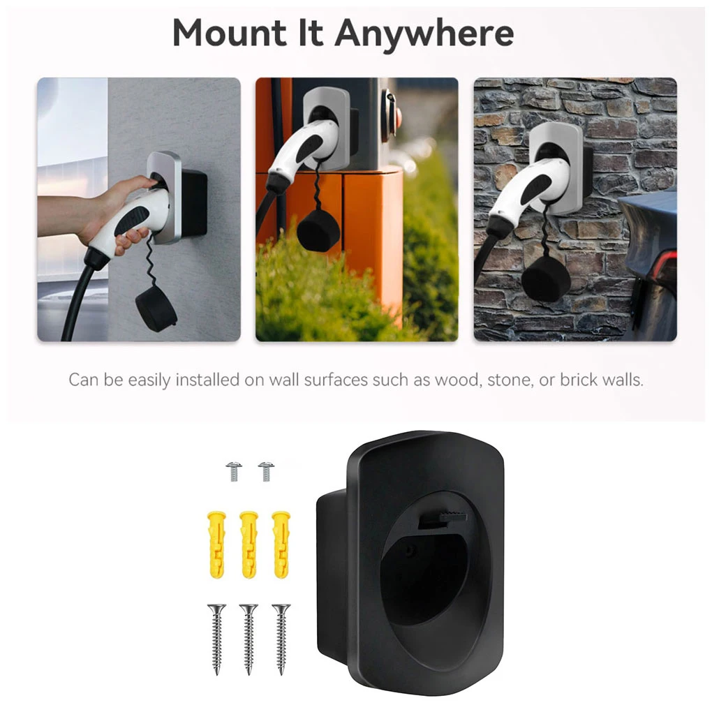 ABS Wall Mount Charger Holder For Type 2 Connector Socket Plug Extra Protection Wallbox Electric Car Charging Cable Bracket