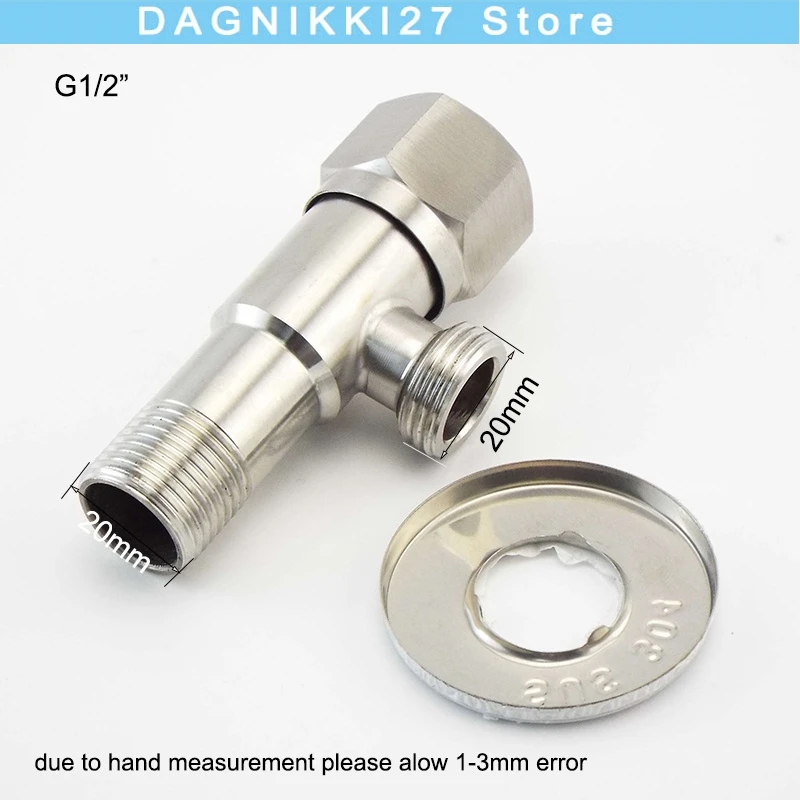 

Угловые запорные клапаны из нержавеющей стали 304 G1/2, 20 мм, запорный клапан для холодной и горячей воды для ванной комнаты, аксессуары для раковины для туалета v27