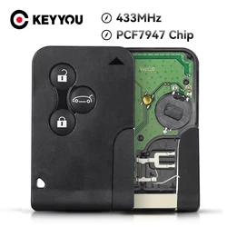 KEYYOU Smart Key Card per Renault Megane II Scenic II Grand Scenic 2003-2008 433mhz PCF7947 Chip ID46 3 pulsanti telecomando