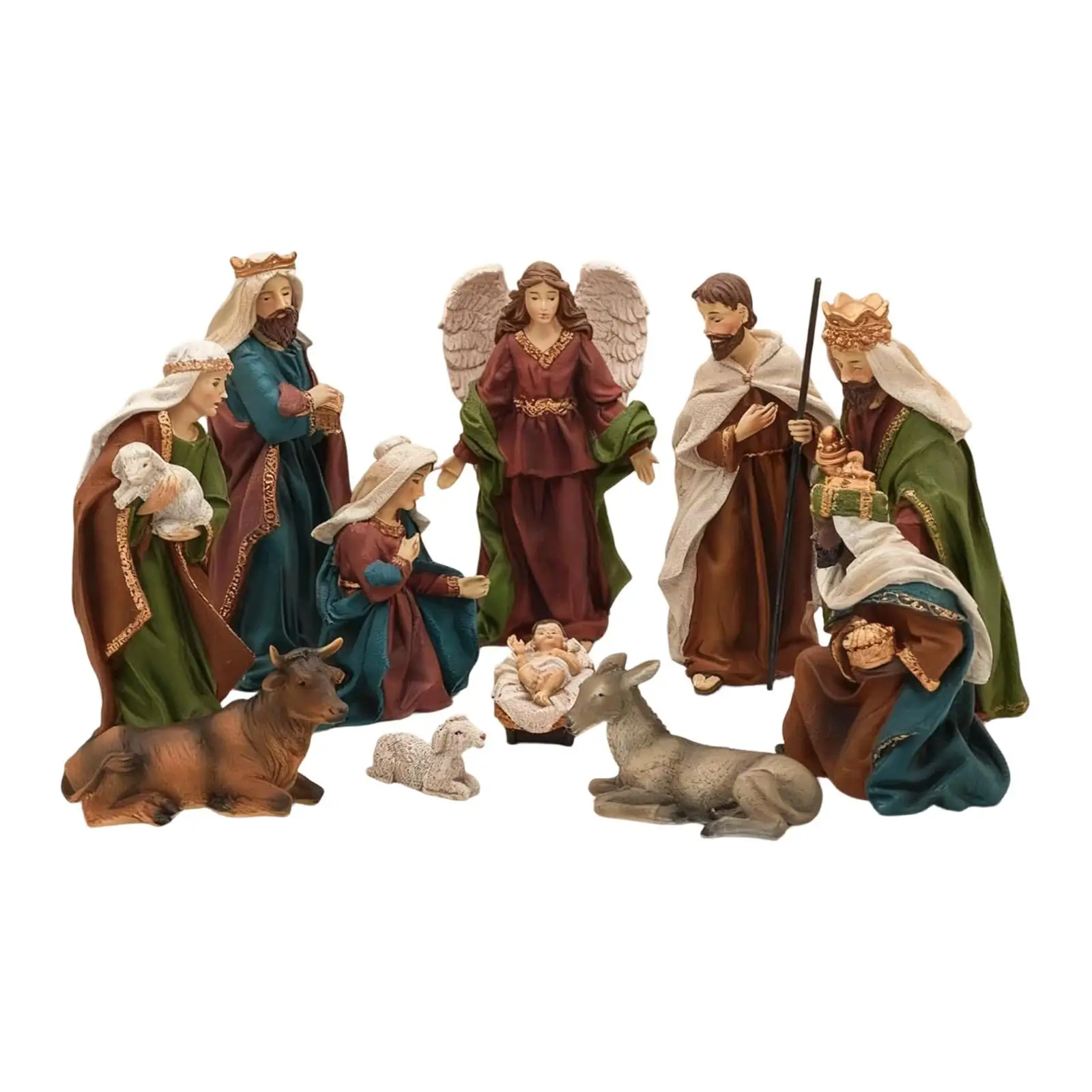 

Рождественский набор фигурок из смолы: разноцветные скульптуры для украшения стола, декор для гостиной, праздничное украшение