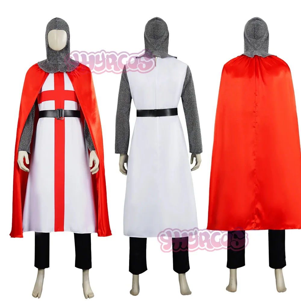 Disfraz Medieval de Cruzado Renacentista, Armadura de Caballero Templario, Traje de Guerrero con Cota de Malla, para Halloween, Carnaval, Cosplay