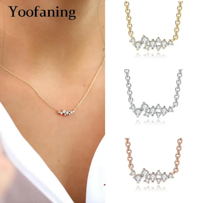 

925 Silver Unique High-end Design Clustered Zircon Necklace Three Color Light Luxury Fashion Wedding Party Necklace Jewelry Gift