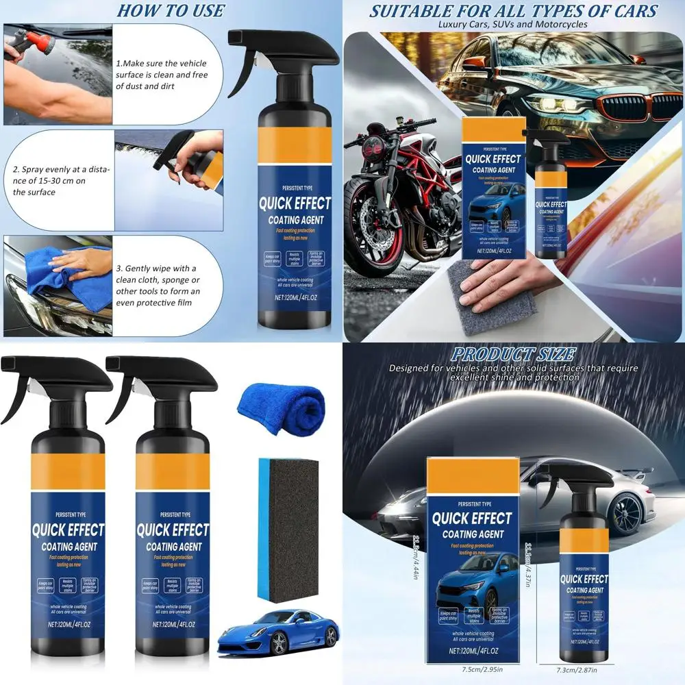 

Car Quick Coating Spray, 2-Pack, Advanced Paint Protection, Vehicle Detailing Shine