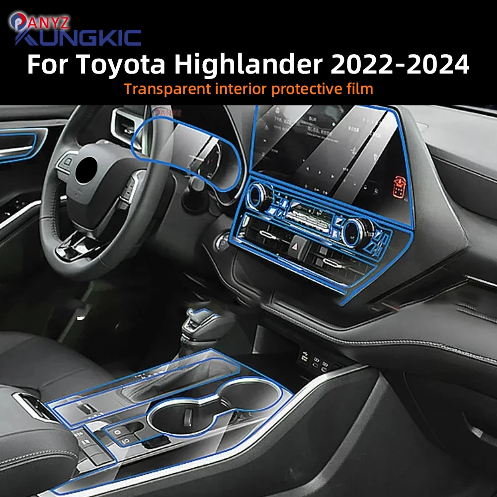 

For Toyota Highlander 2024 2023 2022 Interior Film Transparent TPU Gear Panel Center Console PPF Protection Sticker Accessories