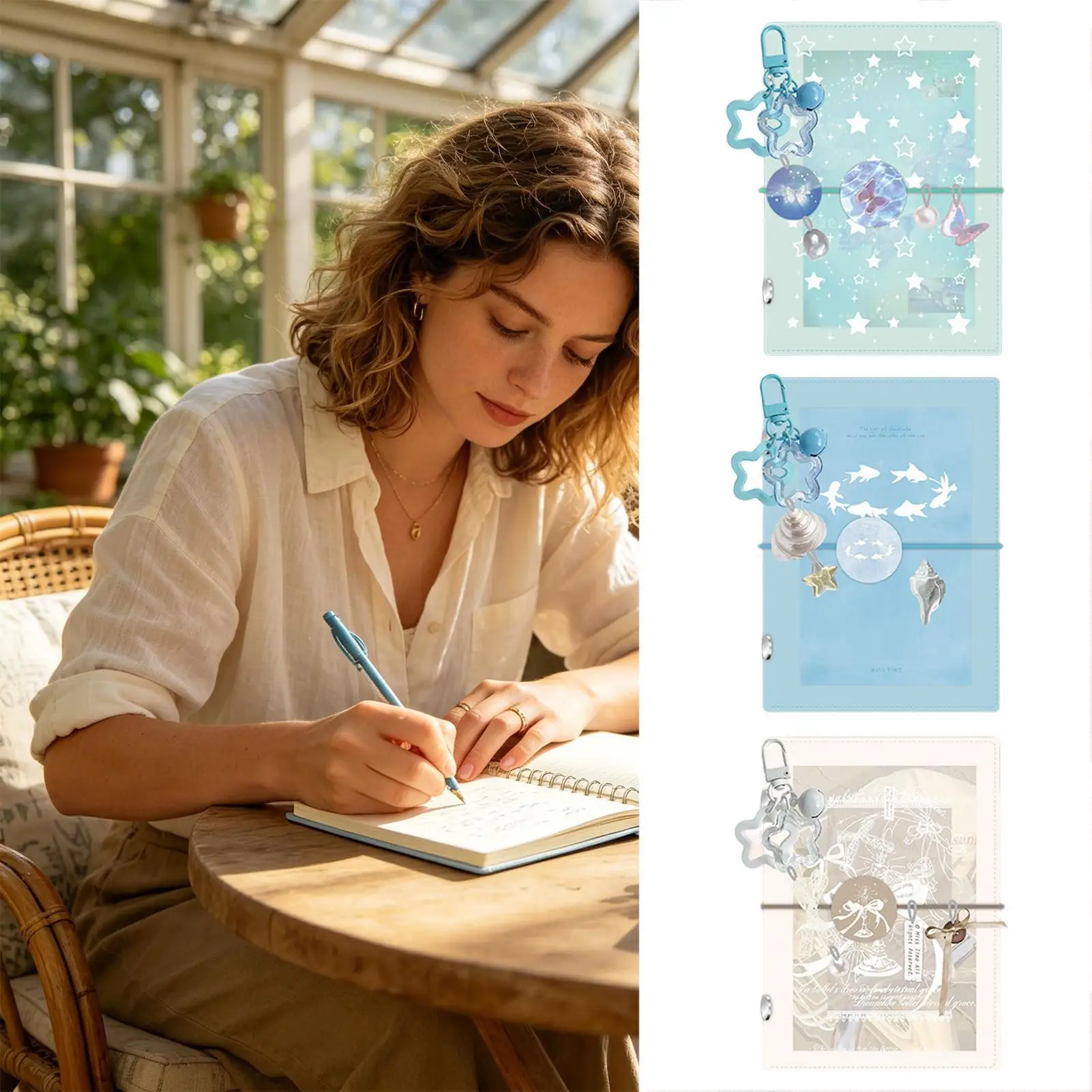 Pocket Notebook Portable Cute 5 Rings Clear PVC Cover M5 Binder Spiral Notebooks For Home Travel Office Daily Records Planners