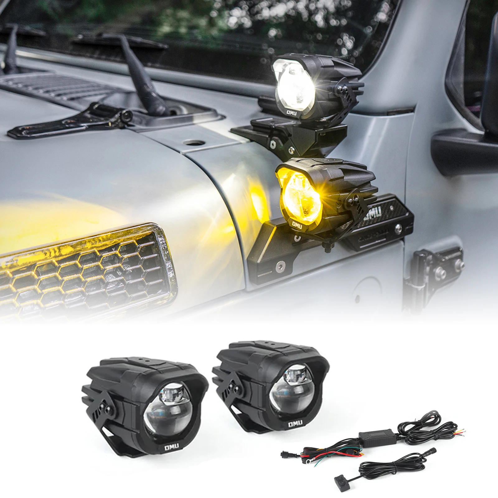 

OMU Auxiliary Spotlight High Low Beam Switchable Led Fog Lights Driving Lamp Super Bright For Vehicle Truck SUV ATV Motorcycle