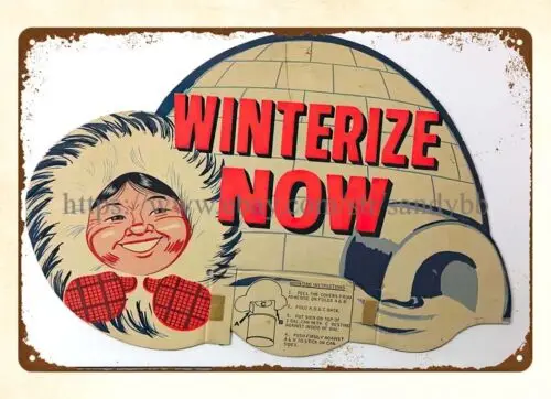 Winterize Now Eskimo Anti-Freeze metal tin sign bathroom wall art prints