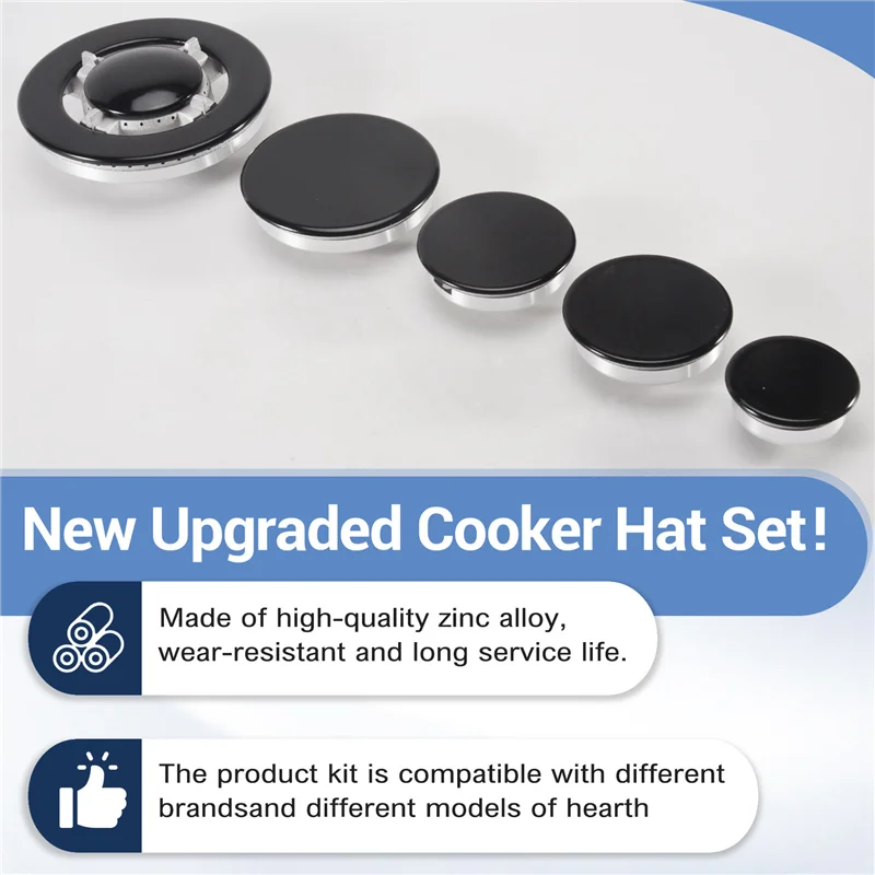 ABBK-غطاء موقد الغاز الموقد، مجموعة أغطية الموقد موقد الغاز 5 PS، قبعات الموقد لأغطية علوية لموقد SABAF بديلة لمواقد SABAF