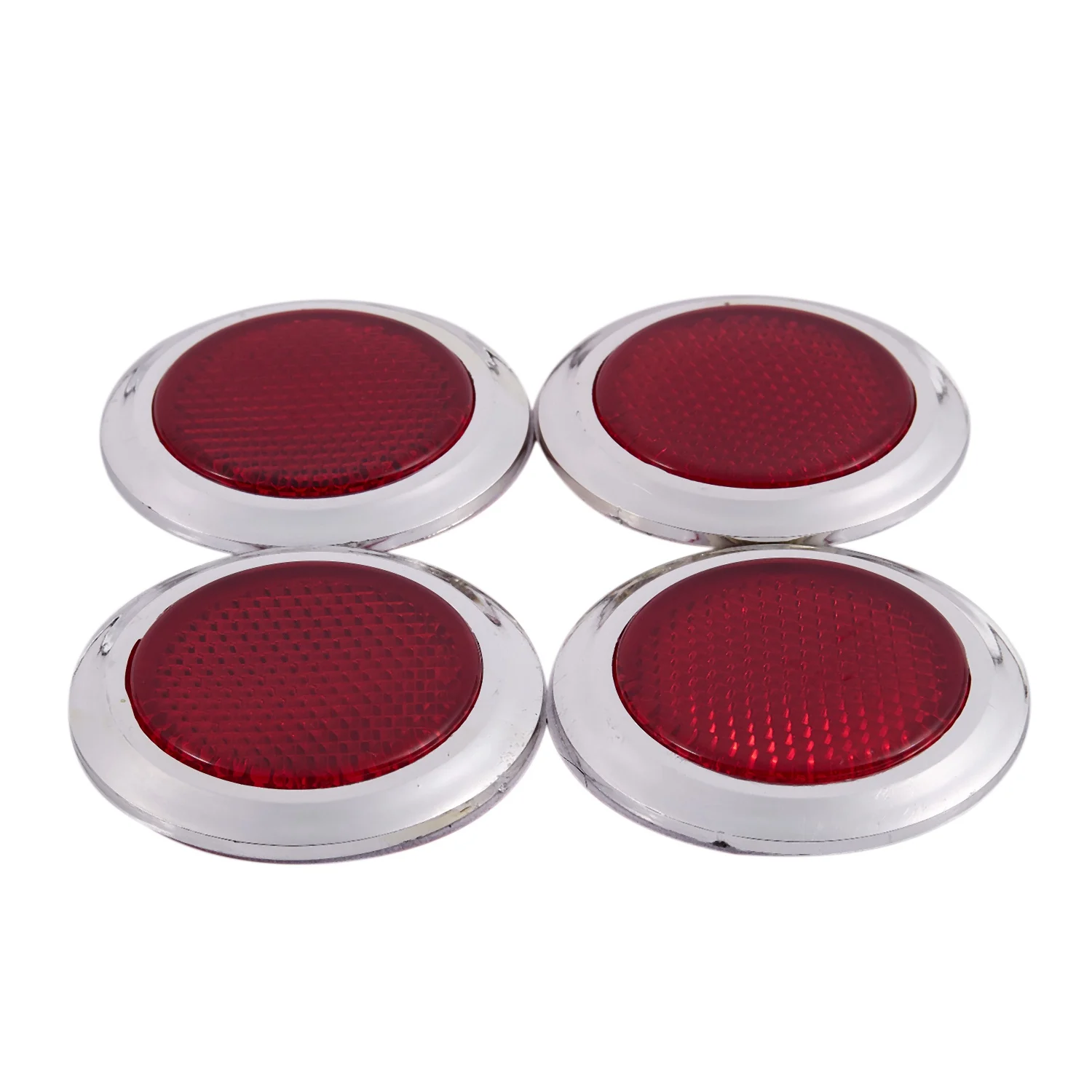 4 Pcs Auto Car Plastic Round Reflective Reflector Sticker Red