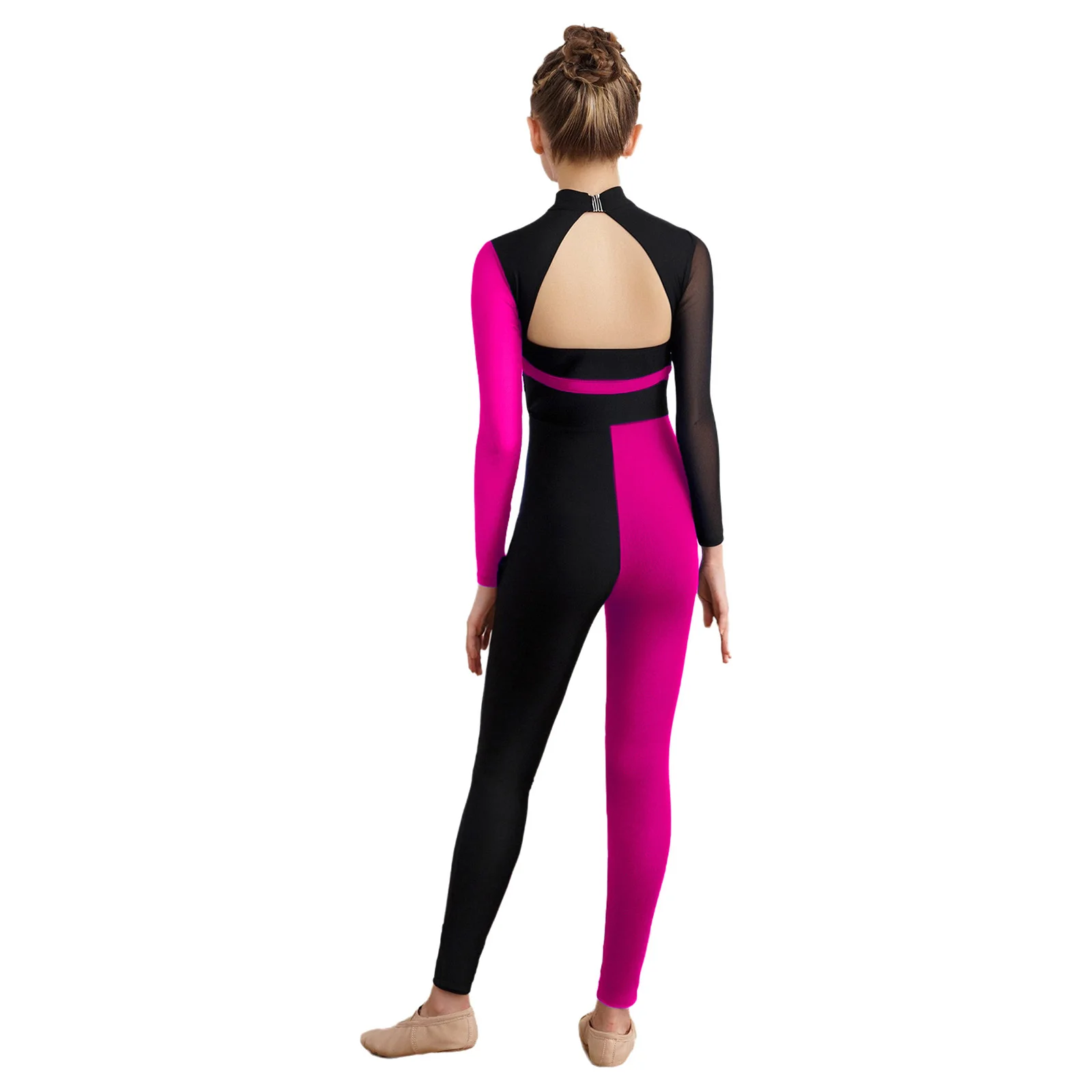 Kids Girls Ballet Gymnastics Romper Dance Performance Costume Sequins Sportswear Jumpsuit Glittery Romper for Dance Competition