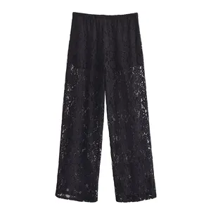 بنطلون دانتيل نسائي قميص فضفاض بلوزة مستقيمة عارضة ربيع 2022 أفضل 12 مجموعة اجتماعية من السراويل والبلوزات للمبيعات - رقم 11