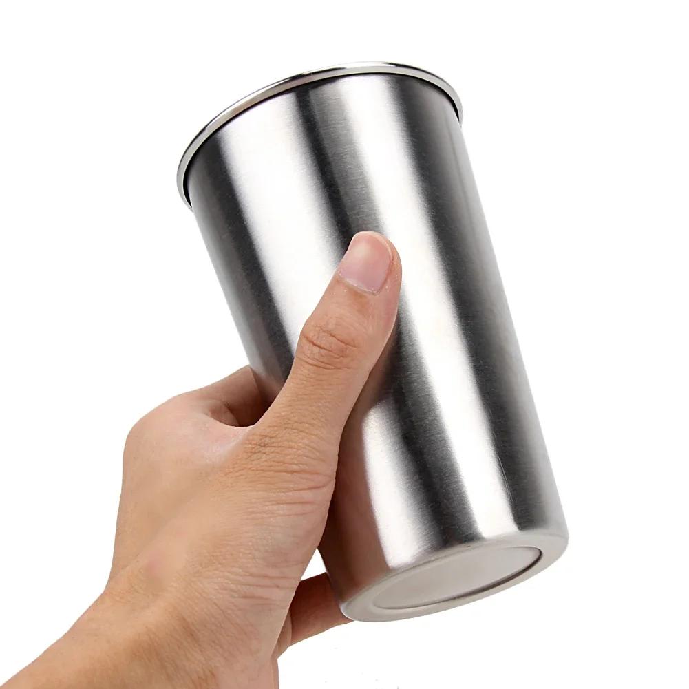 350/500ML Stainless Steel Cups 16oz Tumbler Pint Glasses 18/8 Metal Cups Wine Glass Coffee Tumbler Tea Milk Mugs Outdoor Travel