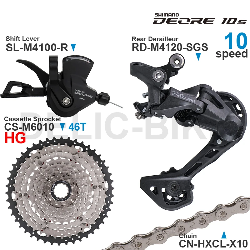 SHIMANO DEORE 10 speed Groupset include SL-M4100 RD-M4120 RD-M5120  SUGEK Cassette 42T 46T and X10 Chain Parts