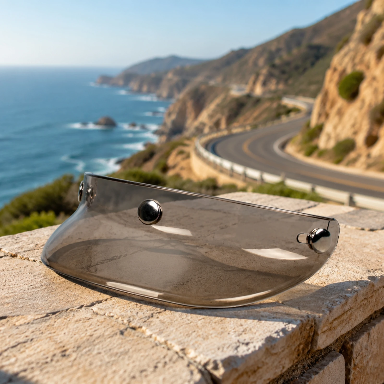 3-Snap Retro Helmet Visor Sunproof Curved Helmet Brim with Snap Fasteners Protection Lightweight