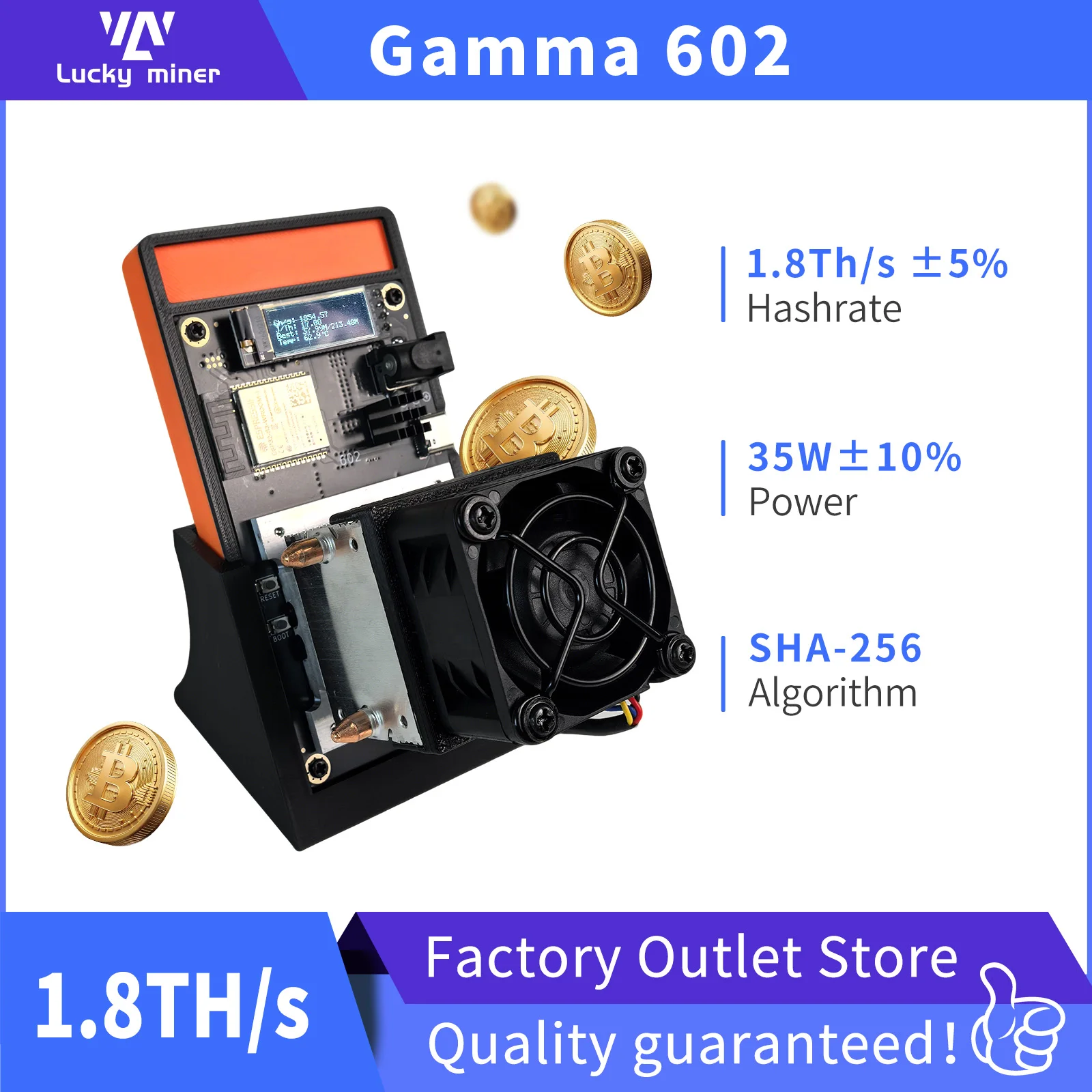 Gamma 601/602 2026 New 1.7~1.8TH/s BTC Miner | 25W Ultra Low Power SHA-256 Home Bitcoin Mining ASIC Machine