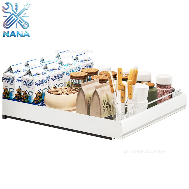 Stainless steel kitchen pull-out rack under sink pull basket cabinet drawer type ultra-deep storage box artifact