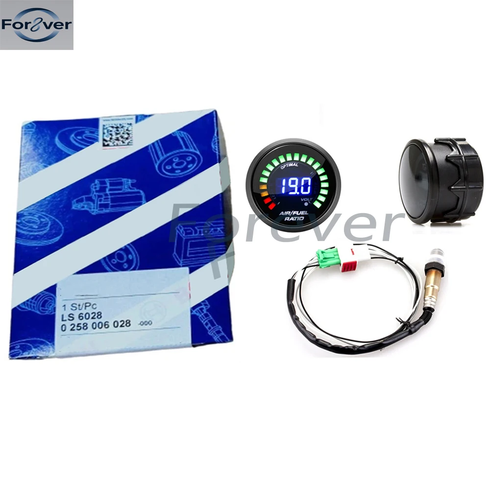 

Новый светодиодный цифровой черный светодиодный датчик соотношения воздуха и топлива 52 мм с узкополосным датчиком кислорода O2 Bosc-h