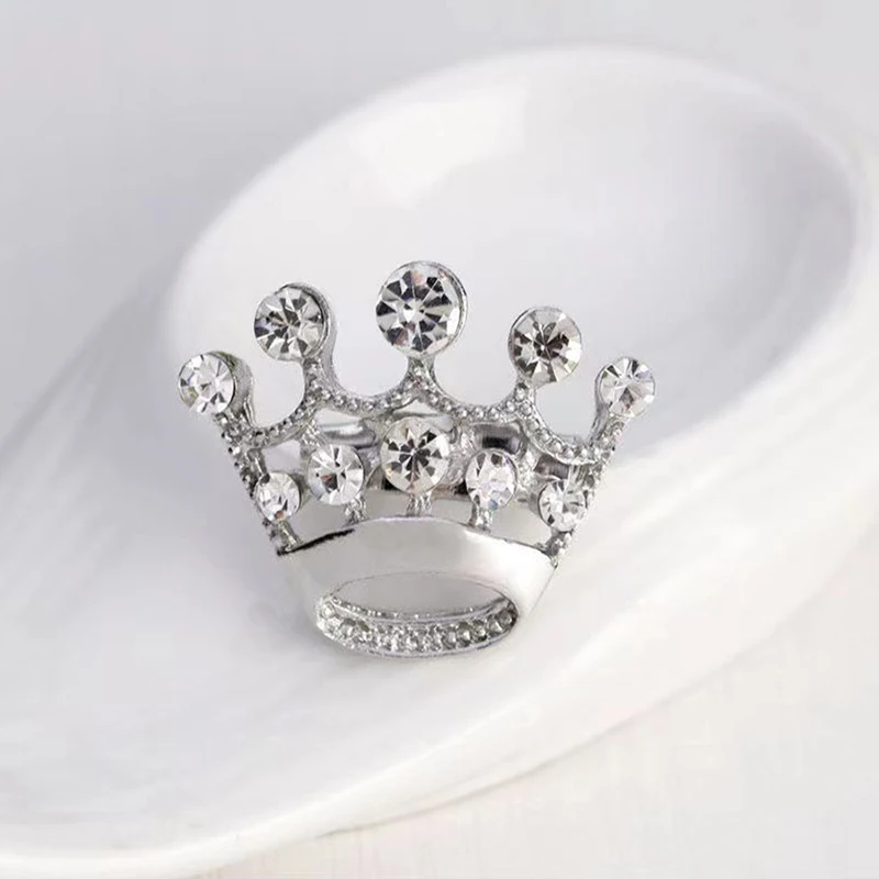 Style Small Crown Brooch Inlaid With Rhinestones Clothes Small Collar Pin Gold-plated Silver-plated Mini Pin