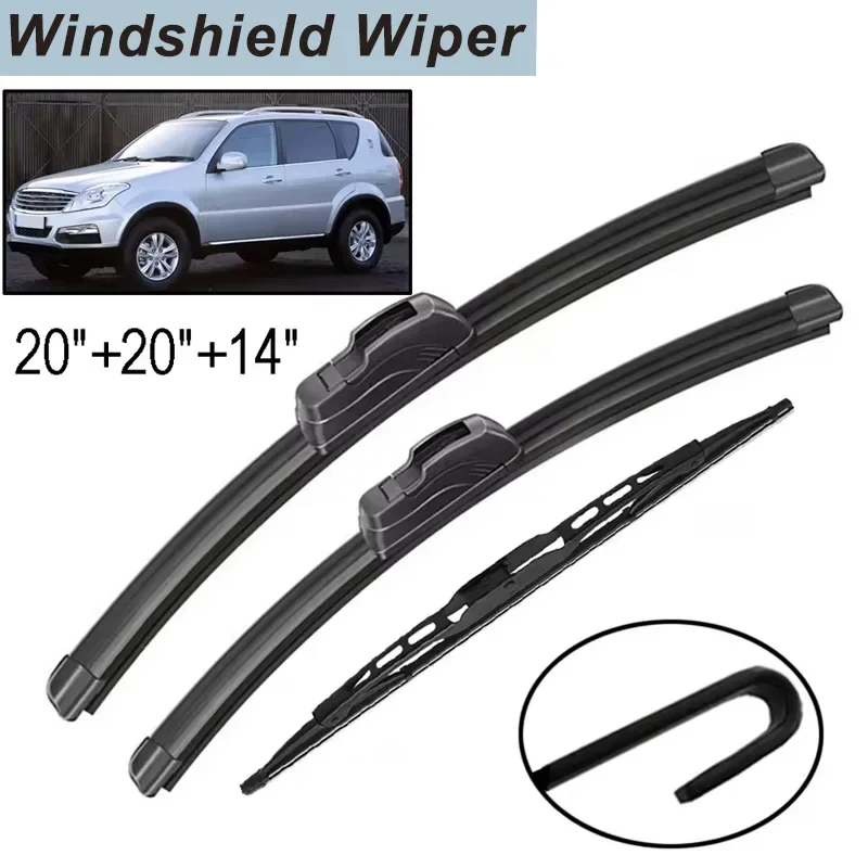 3Pcs/set Front Rear Tailgate Wiper Blades For Ssangyong Rexton 2016 2015 2014 2013 2012 2011 2010 2009 2008 2007 2006 2005