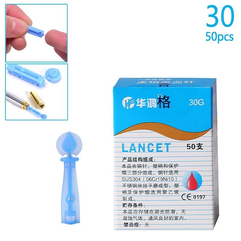 50 Pcs 30g Disposable Sterile Lancets Fleam Vent Drain Blood Lancet Dedicated Needles Massage Stick Use For Pen