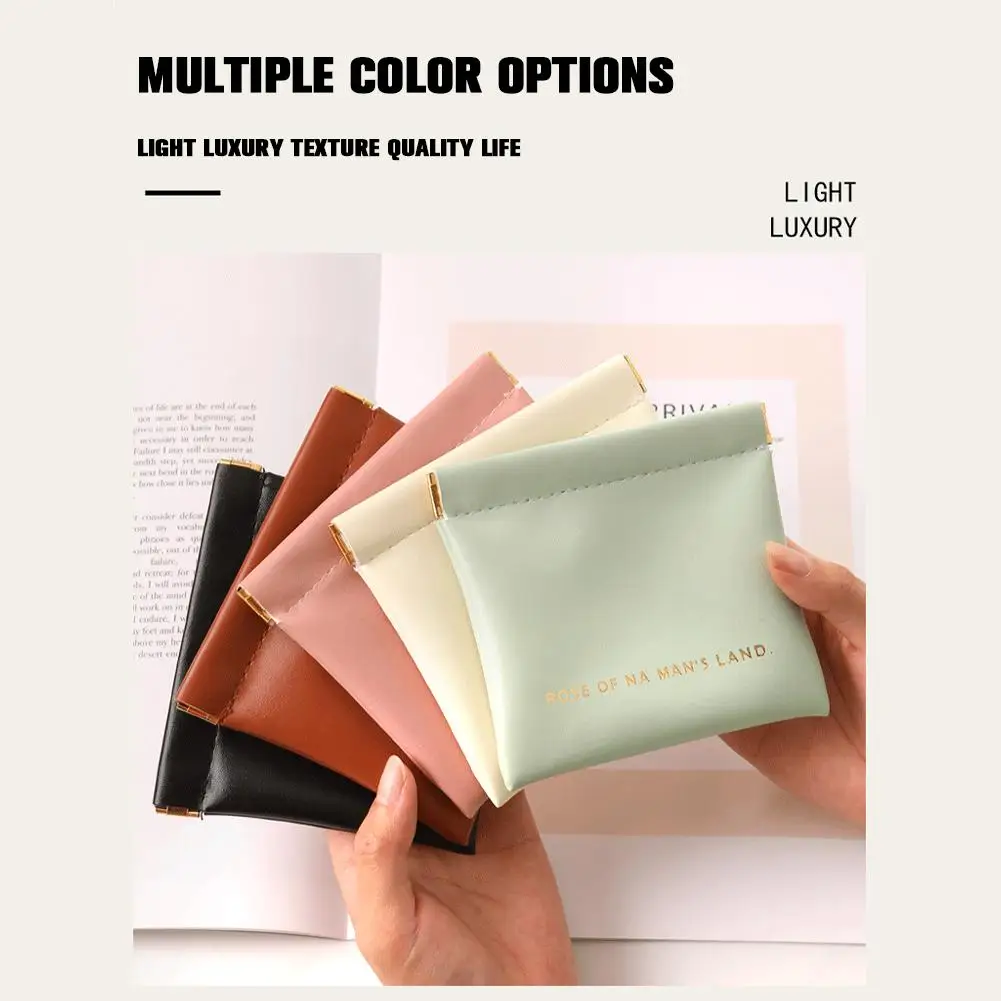 2pcs PU Leather Mini Lipstick Makeup Storage Portable Earphones Bag Waterproof Dustproof Large Capacity Multi-layer Partition