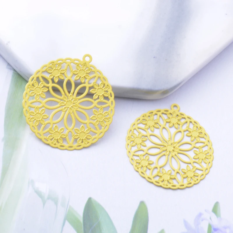 50 Stück/lot AB3239 Messing Filigran Blumen Anhänger Schmuckmaterialien Geeignet für DIY Ohrringe – Detail 5