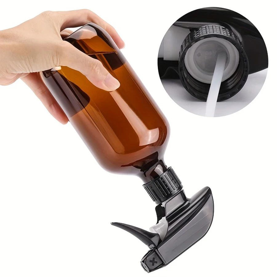 2er-Pack Leere Bernsteinfarbene Kunststoff-Sprühflaschen 16oz Nachfüllbare Flasche für Ätherische Öle Pflanzen Reinigungslösungen Haarspray Langlebig – Detail 6
