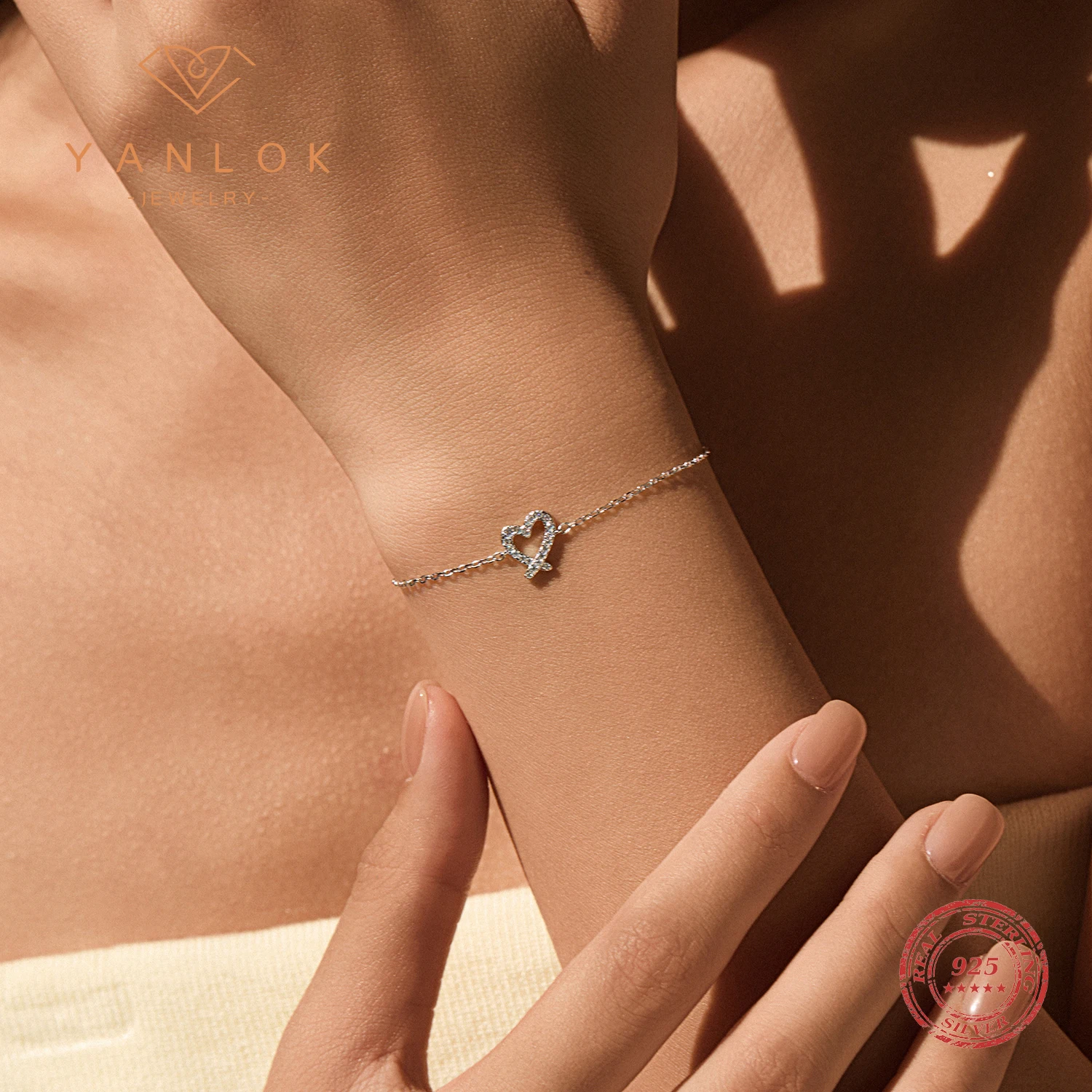 

YANLOK 925 Sterling Silver Irregular Heart Rings Ear Studs Moissanite Pendant Necklace Bracelet For Women Fine Jewelry Sets