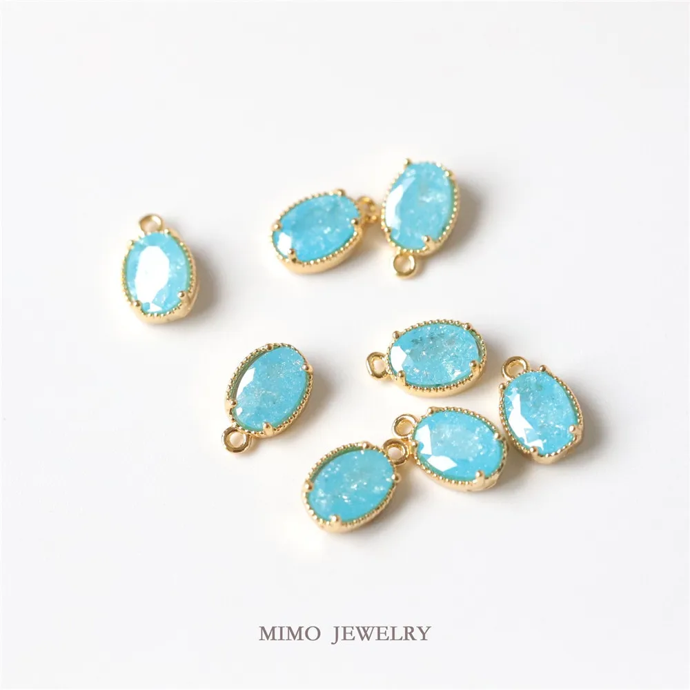 

2 шт. 10x6,5 мм медные настоящие золотые разноцветные овальные ледяные цветы циркониевые подвески DIY ювелирные аксессуары ручной работы