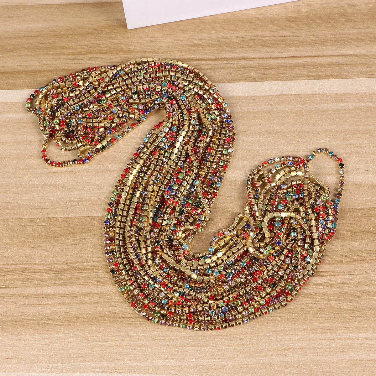 10 متر 3 مللي متر قاعدة ذهبية حجر الراين مخلب سلسلة سباركلي الزجاج تقليم لفستان الزفاف ديكور الملونة كريستال كرافت الخياطة التبعي