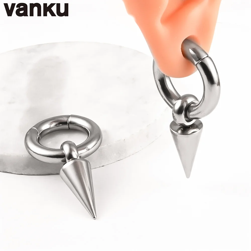 Vanku 2pc jednoduchý nerez ocel závěsný ostrý kužel magnetem ucho břemeno tělo piercing šperků náušnice expanders stretchers