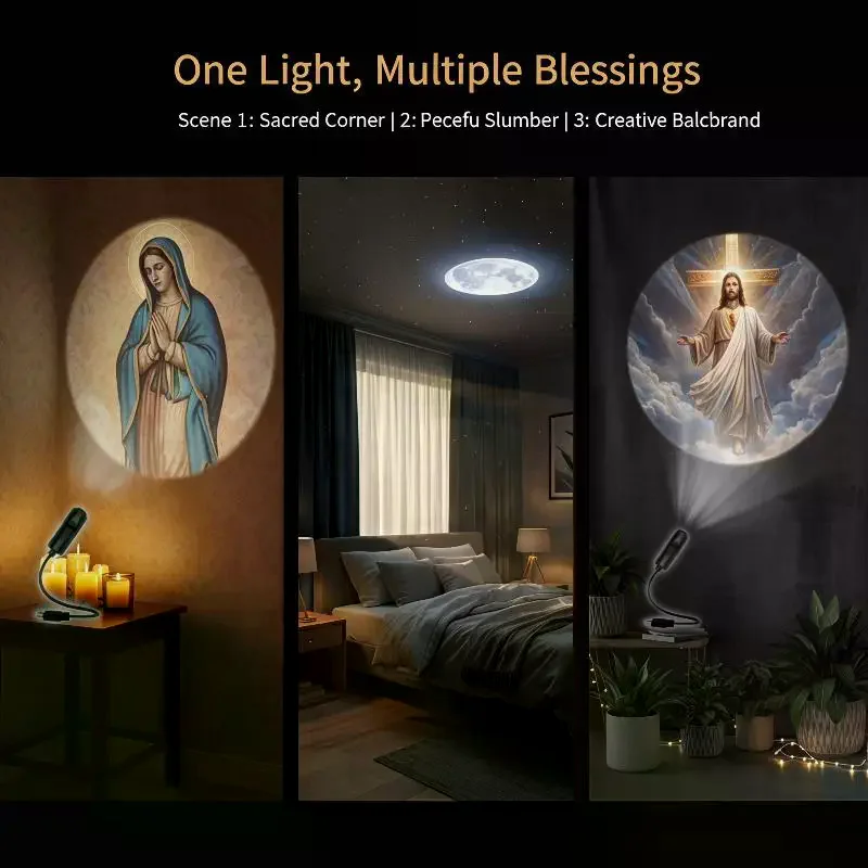 Religious Character Image Themed USB Projection Light With Twelve Patterns Perfect For Room Ceiling Background Decoration