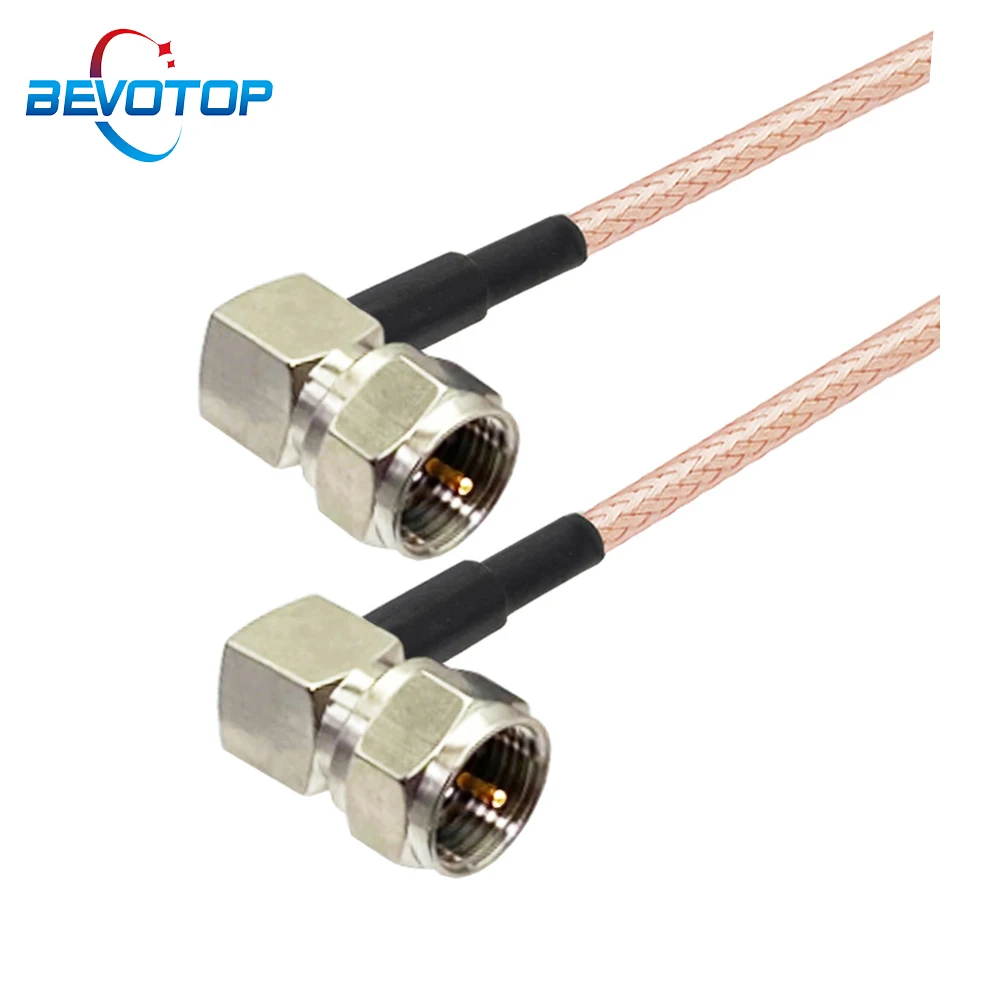 BEVOTOP RG179 Cable 75 Ohm F Male 90° to F Male 90° Connector Cable RF Coaxial Extension Pigtail for TV Set-top Box DIY Jumper