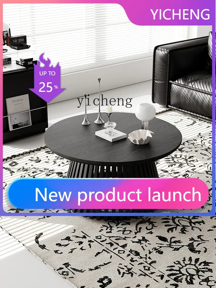 

A3-6Modern Minimalist Solid Wood round Child and Mother Tea Table Retro Style Living Room Minimalist Side Table home accessories