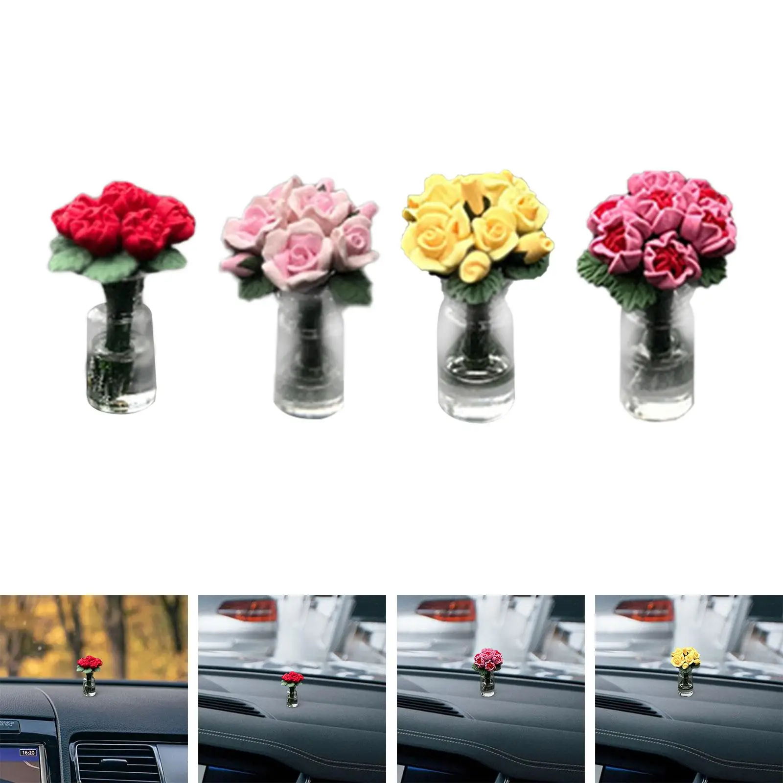 

Car Dashboard Ornament Auto Accessories Home Decor Mini Potted Plant Design for Office Desktop Shelf Living Room Bathroom
