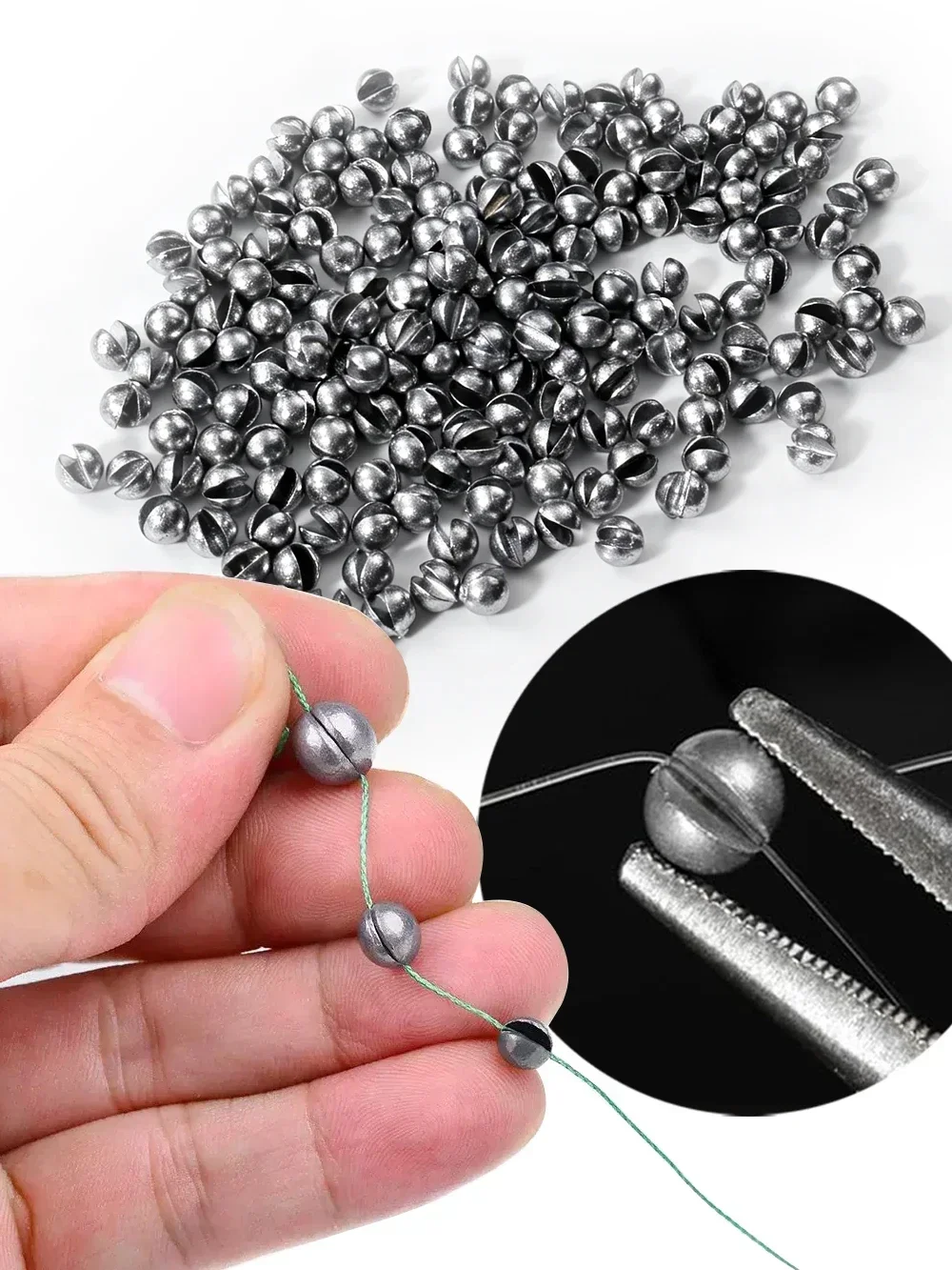 100-500 Stück Split Shot Angelgewichte aus Legierung, 0,06g-5g, abnehmbare Clip-On-Sinker, tragbare Box, Süßwasser- und Salzwasser-Angelausrüstung – Detail 2