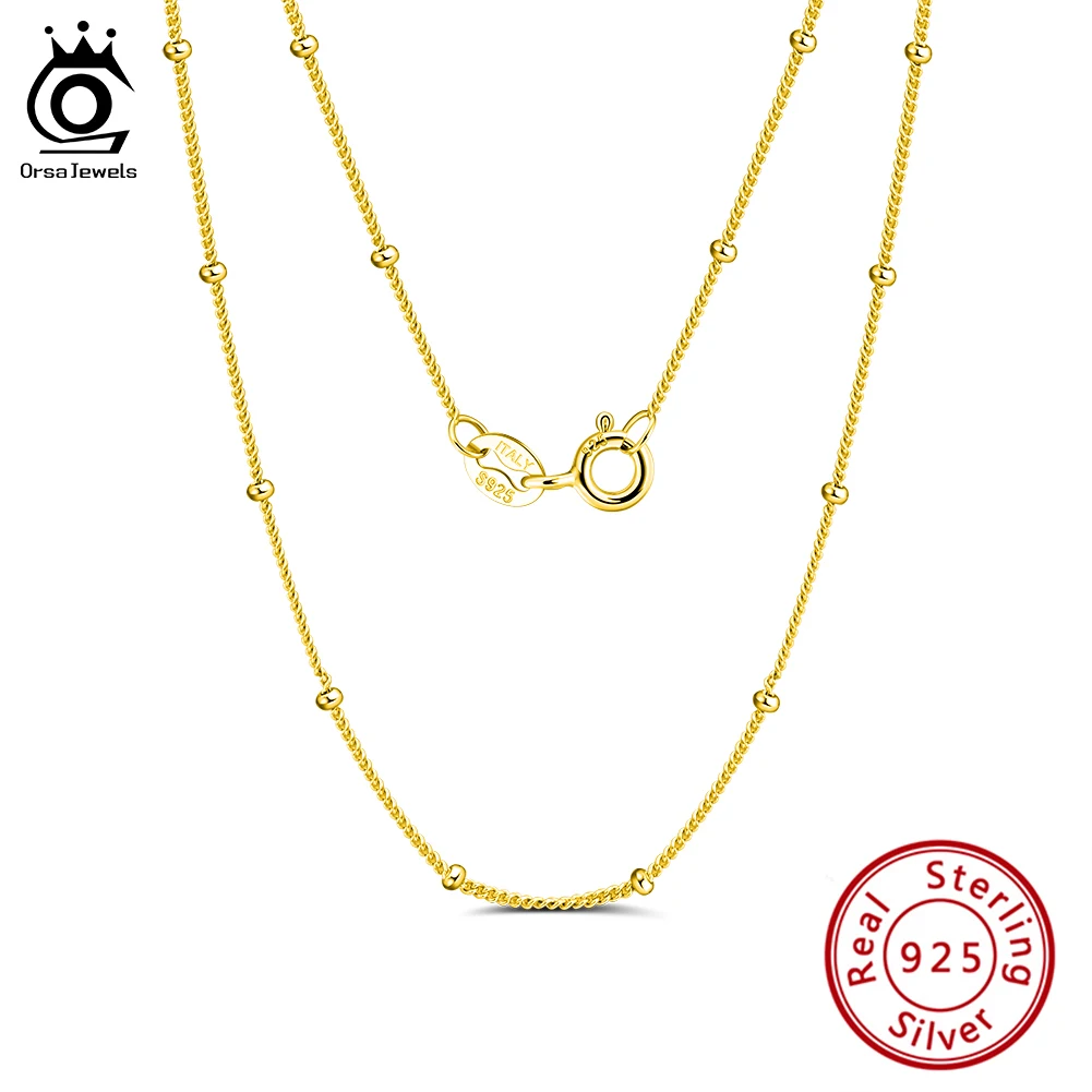 

ORSA JEWELS, натуральное серебро 925 пробы, спутниковые цепочки, ожерелье для унисекс, 40-60 см, цепочка на шею, ювелирные изделия, повседневные аксессуары SC22