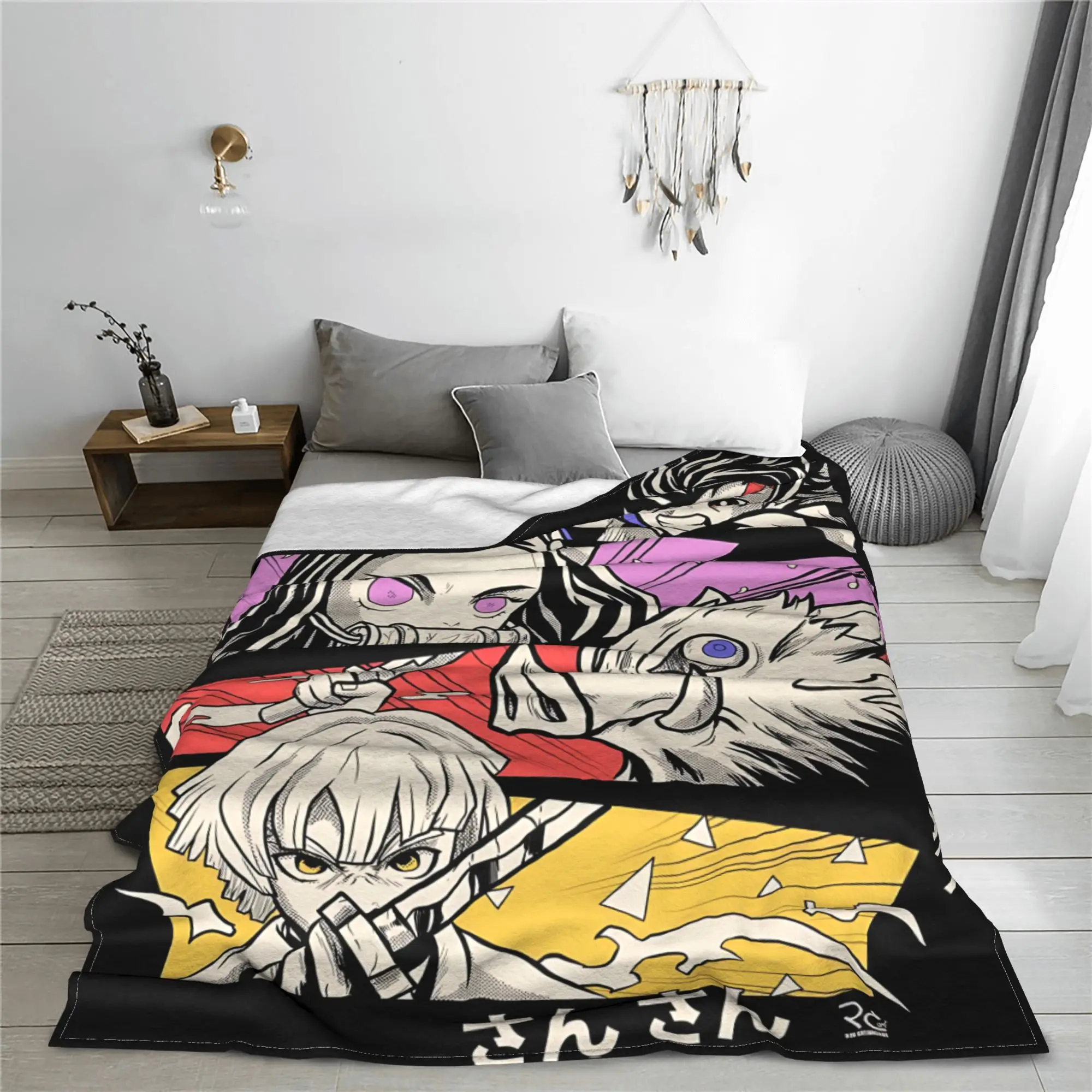 1PC Demon Slayers  Winter Blankets for Adults Bedding Home Interior Sofa Knee