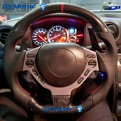 Real Carbon Fiber Customized Racing Steering Wheel Perforated Leather Fit For Nissan GTR R35 Wheel 2007-2016 Racing Sport